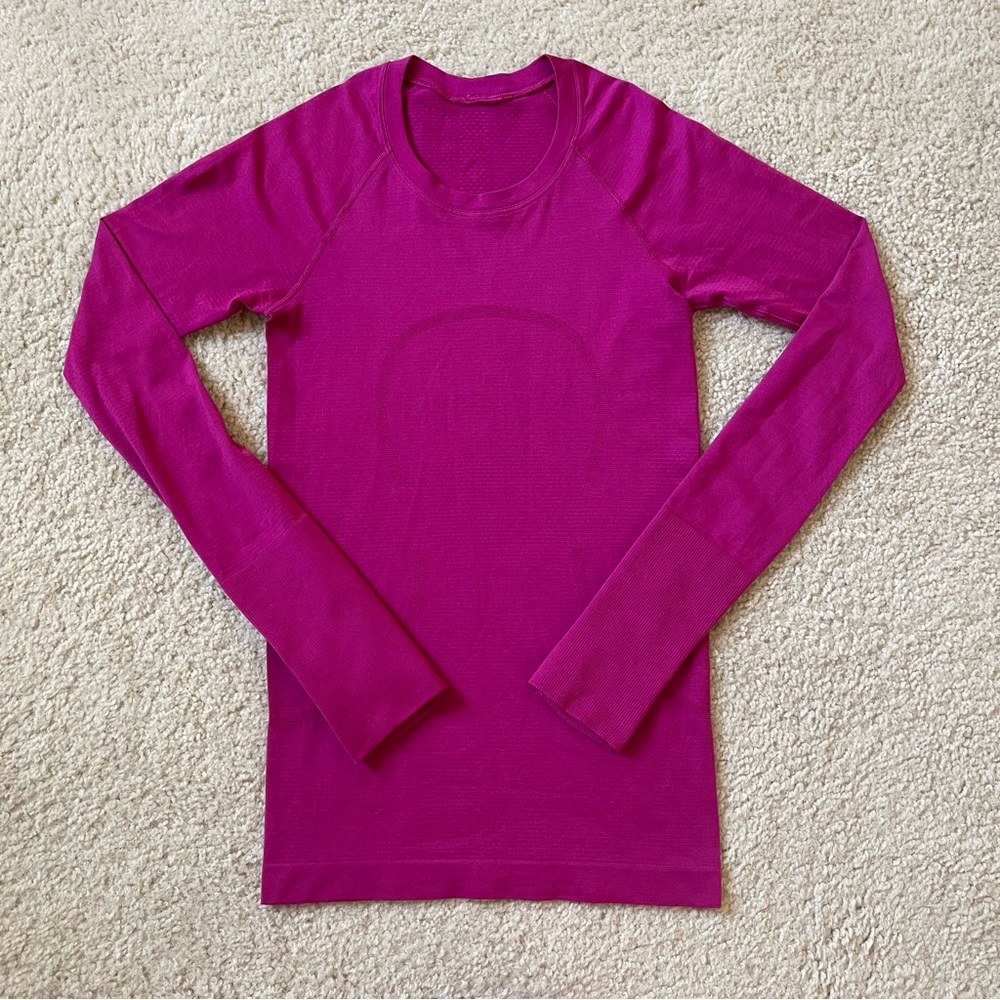Lululemon Swiftly Tech Long Sleeve Shirt 2.0 Raspberry Color Size 2